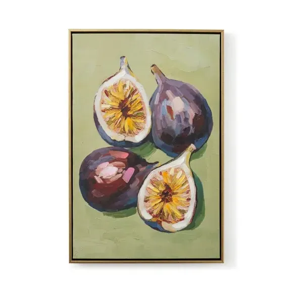 Framed Canvas Art with Hand Finish - Green, Gold