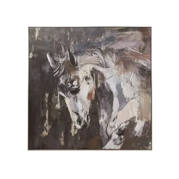 Framed Canvas Print Abstract Horses - Black