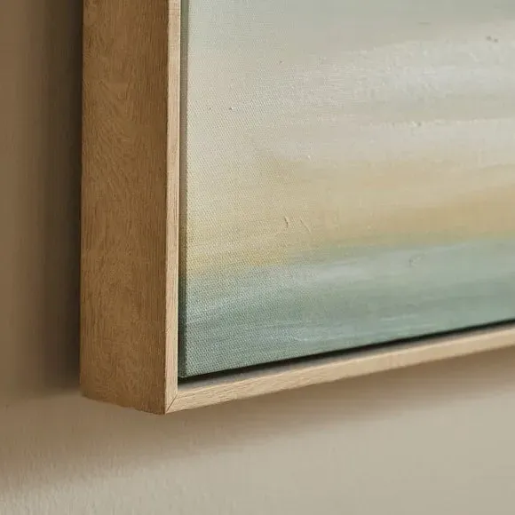 Framed Canvas Print - Cream, Wood Effect