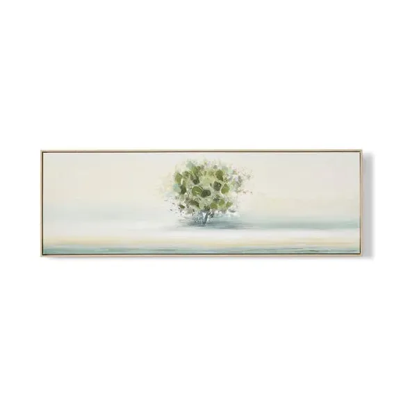 Framed Canvas Print - Cream, Wood Effect