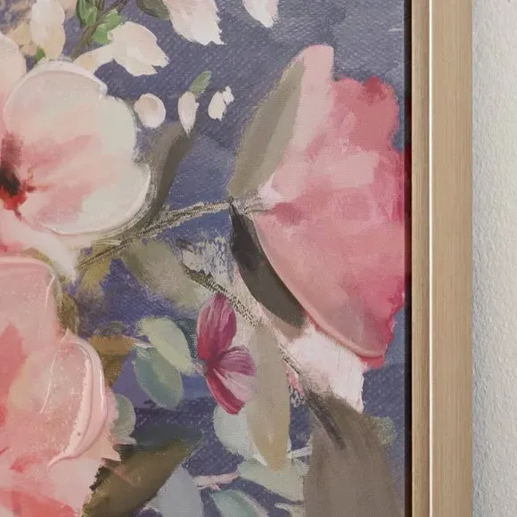 Framed Canvas Print Floral - Multicolour, Gold