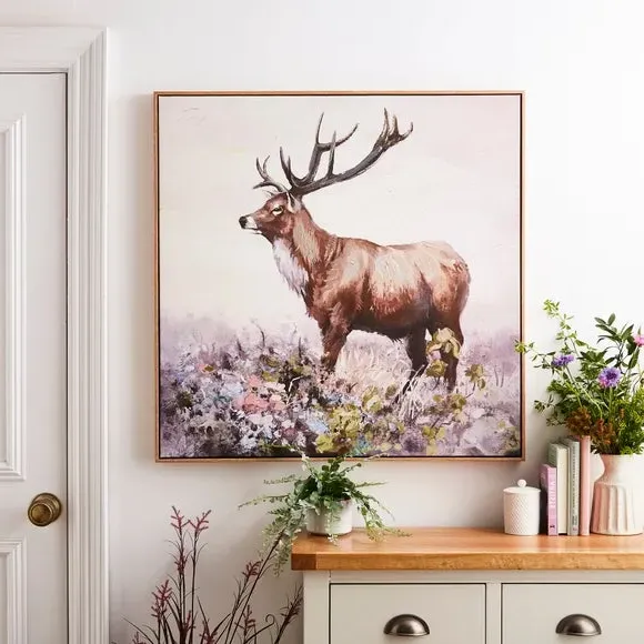 Framed Canvas Print - Natural, Stag Design image