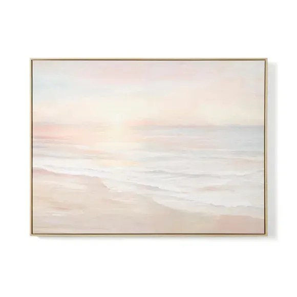 Framed Canvas Print - Pink, Coastal Design