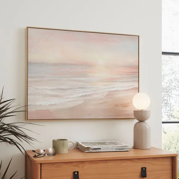 Framed Canvas Print - Pink, Coastal Design