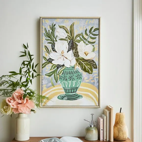 Framed Canvas Print Vintage Vase - Multicolor image