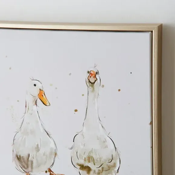 Framed Canvas Print - White, Duck Design