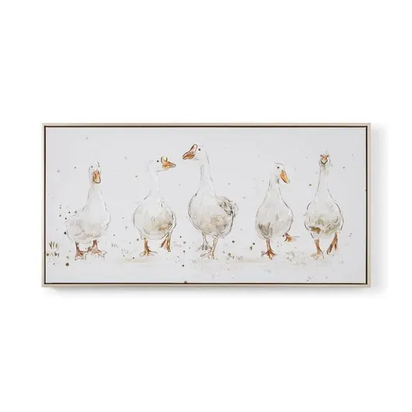Framed Canvas Print - White, Duck Design