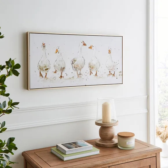 Framed Canvas Print - White, Duck Design image