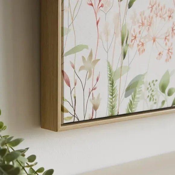 Framed Canvas Print - White, Floral Design