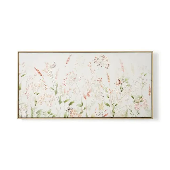 Framed Canvas Print - White, Floral Design