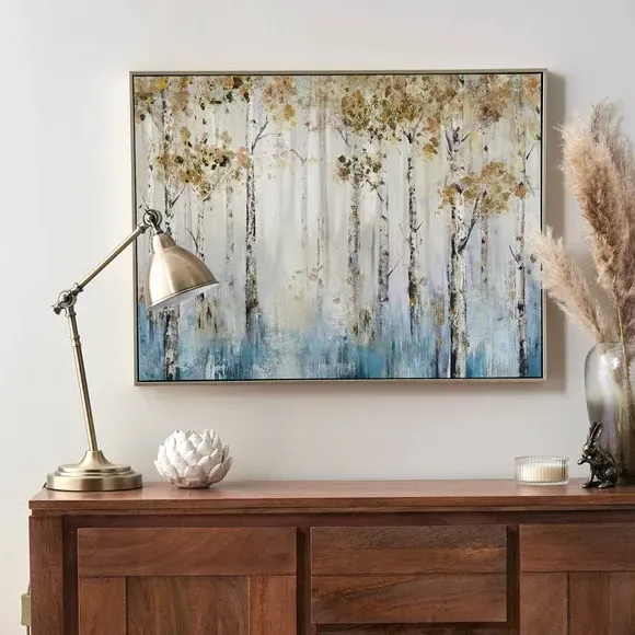 Framed Canvas Print with Foil - Gold, Grey Frame image