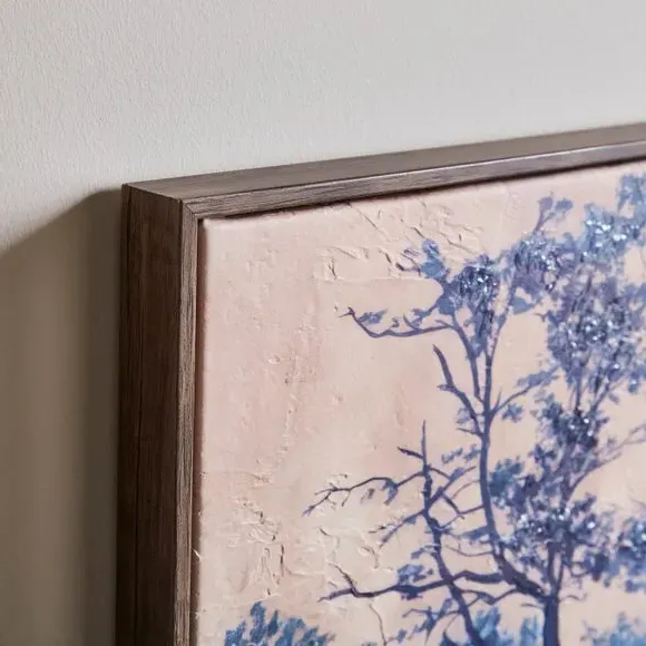 Framed Canvas Wall Art - Blue, Textured Finish