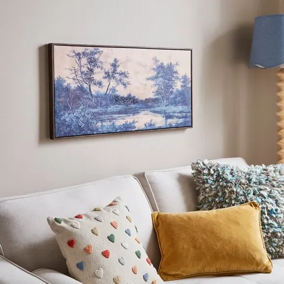 Framed Canvas Wall Art - Blue, Textured Finish image