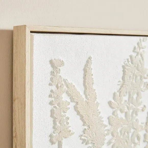 Framed Canvas Wall Art - Cream, Hand Painted