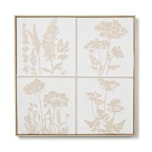 Framed Canvas Wall Art - Cream, Hand Painted
