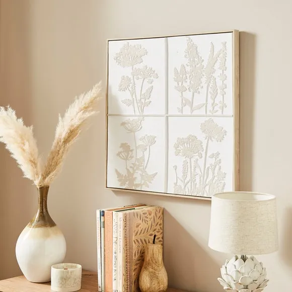 Framed Canvas Wall Art - Cream, Hand Painted image