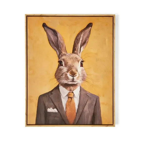 Framed Canvas Wall Art - Multicolor, Hare Design