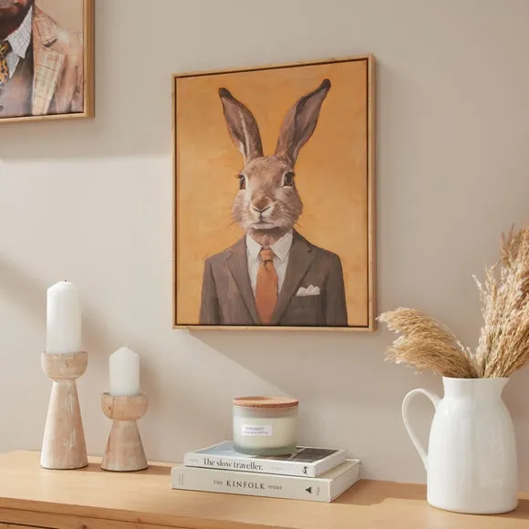 Framed Canvas Wall Art - Multicolor, Hare Design image