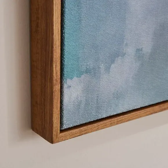 Framed Canvas Wall Art - Teal, Textured