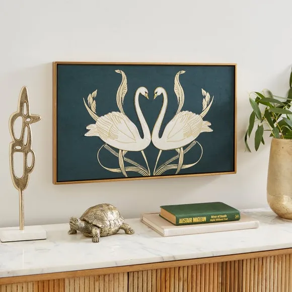 Framed Canvas with Embroidery - Navy, Velvet