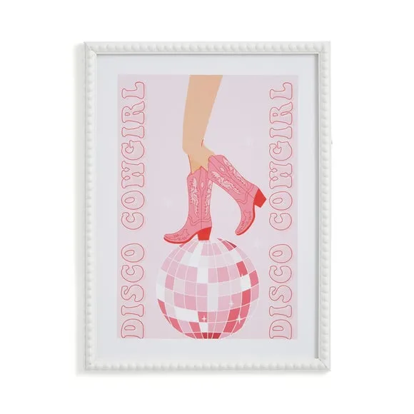 Framed Print Cowboy Boots Design - Pink