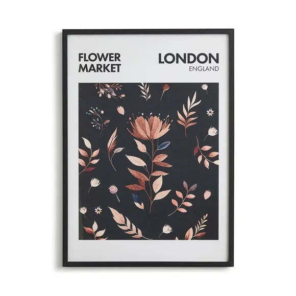 Framed Print Flower Market London - Black Frame