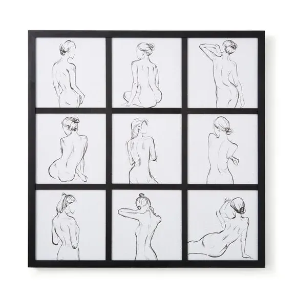 Framed Wall Art - Black/White, Textured Paper