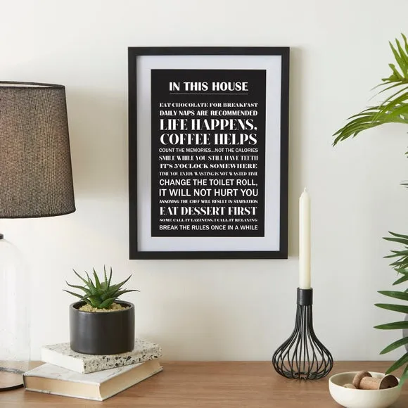 Framed Wall Print House Rules - Black Frame image