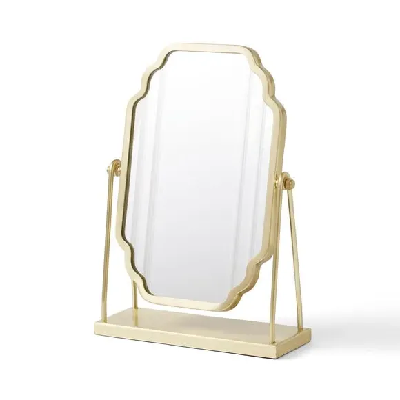 Free Standing Dressing Table Mirror - Gold, Metal