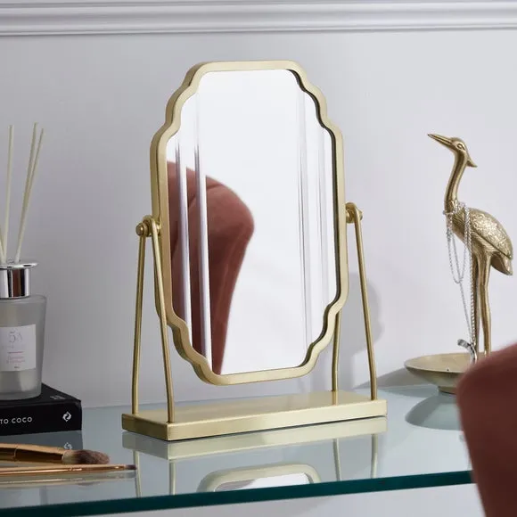 Free Standing Dressing Table Mirror - Gold, Metal image