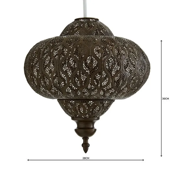 Fretwork Easy Fit Pendant Shade - Bronze, Metal