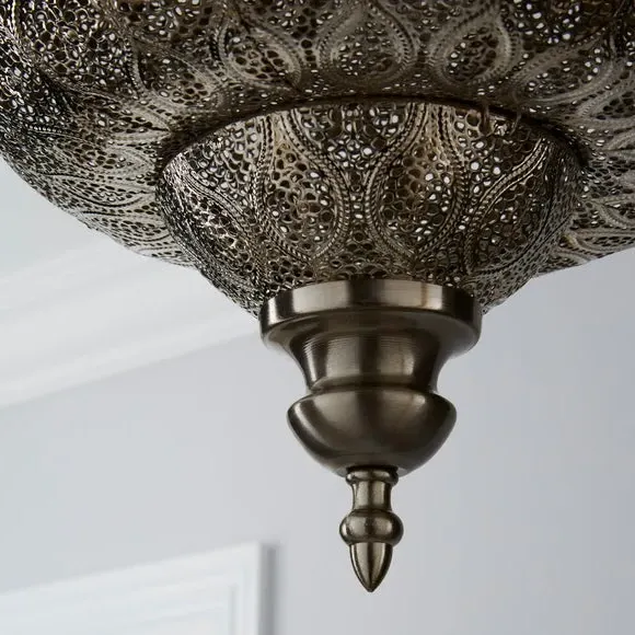Fretwork Easy Fit Pendant Shade - Silver, Metal