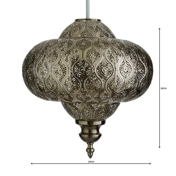 Fretwork Easy Fit Pendant Shade - Silver, Metal
