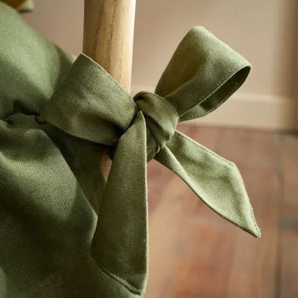 Frill Seat Pad with Ties - Green, Cotton