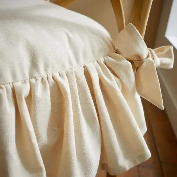 Frill Seat Pad with Ties - Natural, Cotton