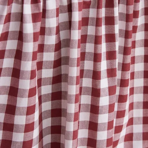 Frilled Bed Valance Gingham - Mulberry, Cotton