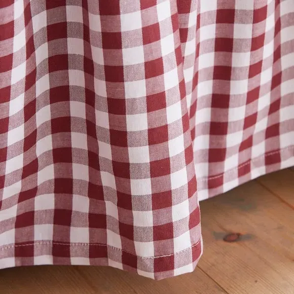 Frilled Bed Valance Gingham - Mulberry, Cotton