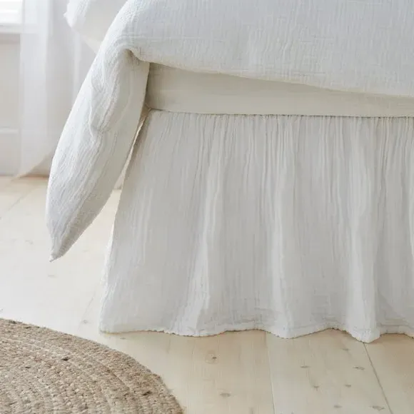 Frilled Bed Valance - White, Cotton Muslin