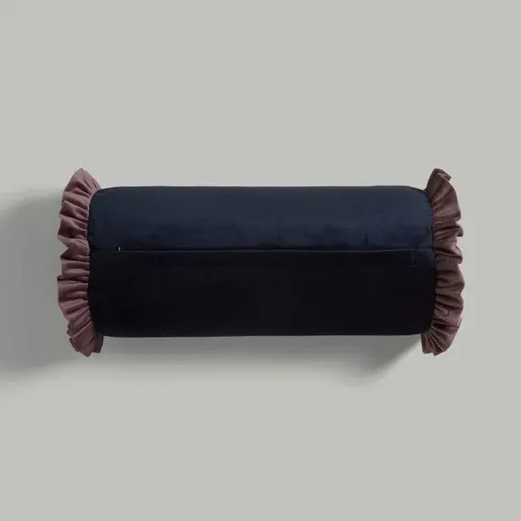 Frilled Bolster Cushion - Blue, Recycled Polyester