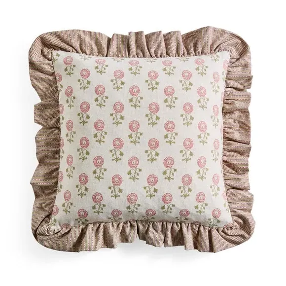 Frilled Cushion Cover - Multicolor, Cotton