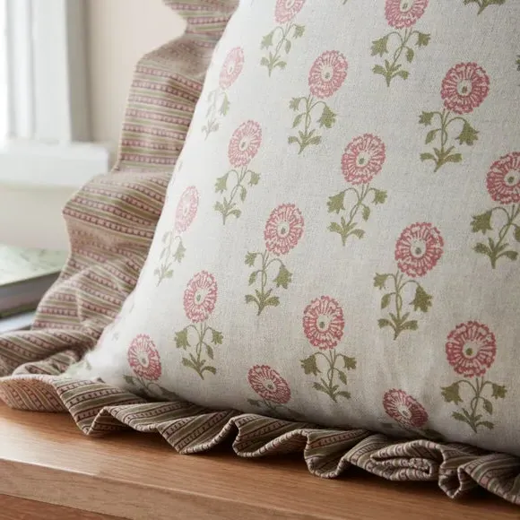 Frilled Cushion Cover - Multicolor, Cotton