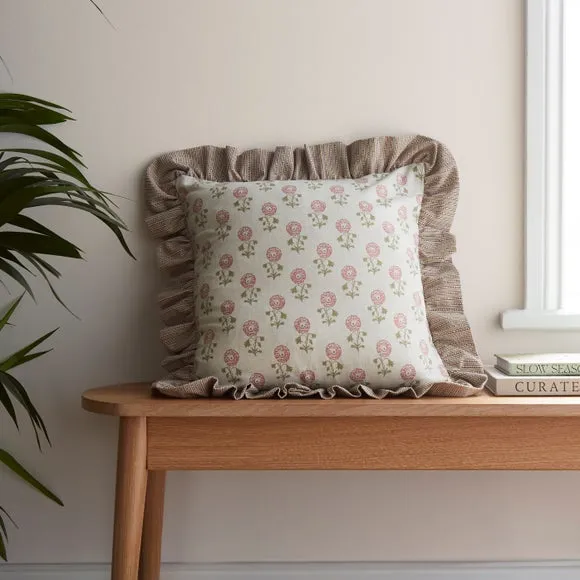 Frilled Cushion Cover - Multicolor, Cotton image
