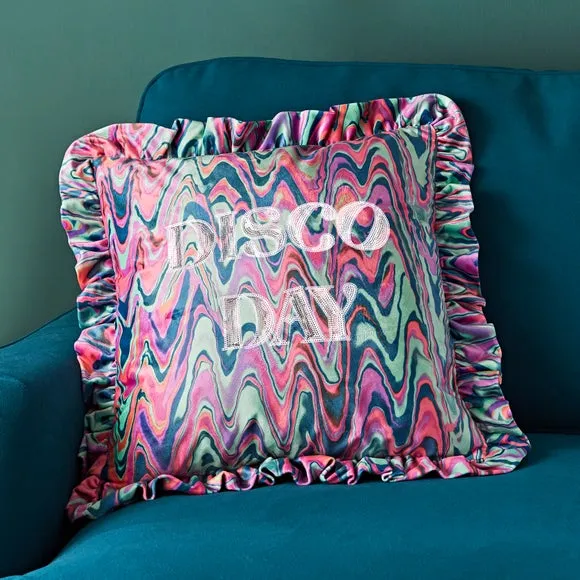 Frilled Cushion with Sequins - Multicolor image