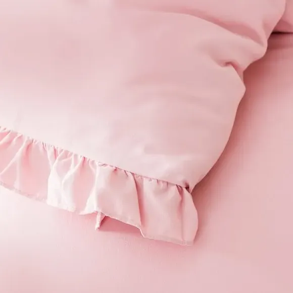 Frilled Edge Duvet Cover Set - Blush, Microfibre