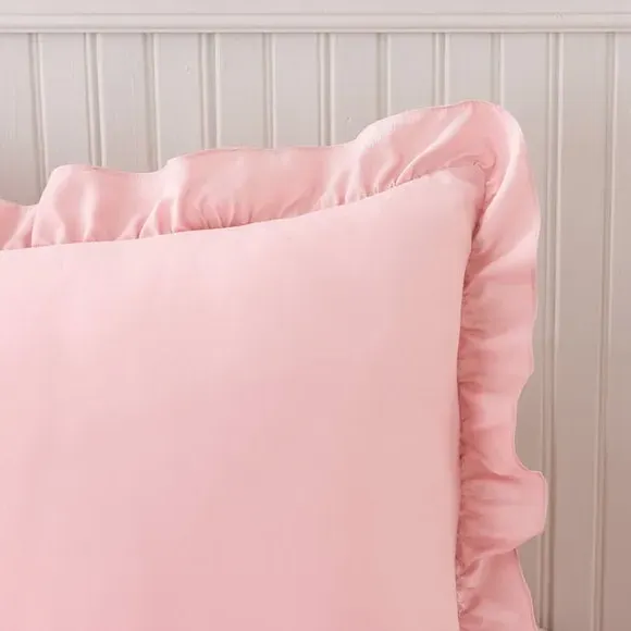 Frilled Edge Duvet Cover Set - Blush, Microfibre