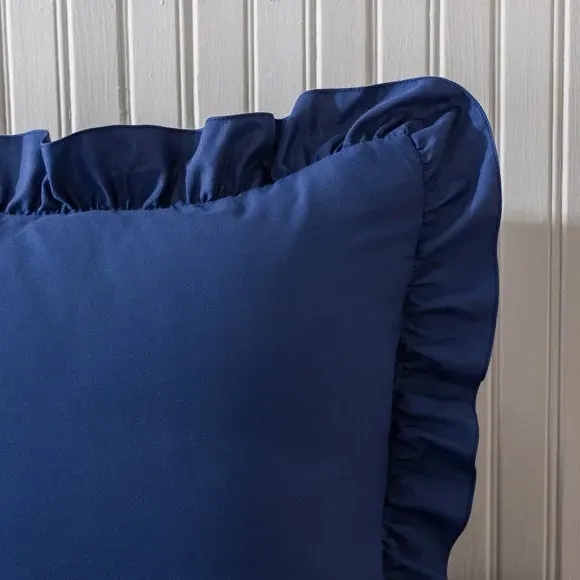 Frilled Edge Duvet Cover Set - Navy, Microfibre