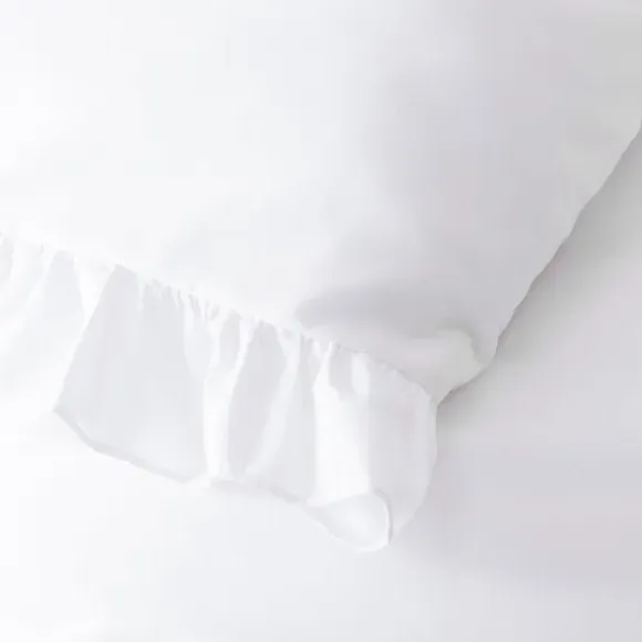 Frilled Edge Duvet Cover Set - White, Microfibre