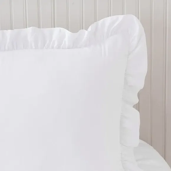 Frilled Edge Duvet Cover Set - White, Microfibre