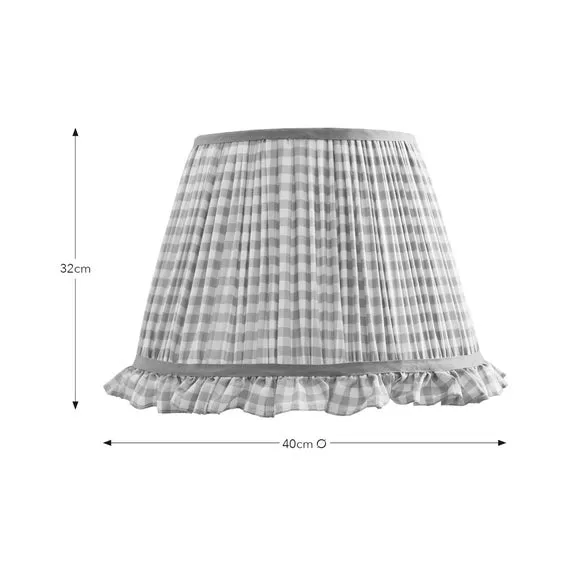 Frilled Lamp Shade with Gingham - Lilac, Polyester
