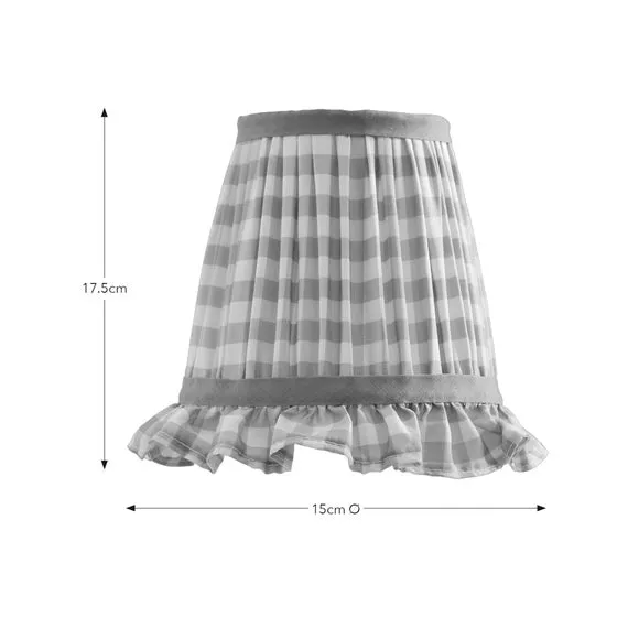 Frilled Lamp Shade with Gingham - Lilac, Polyester